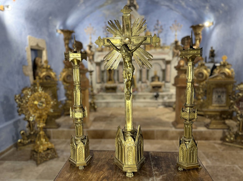 Neo-Gothic Altar Garniture – 19th Century