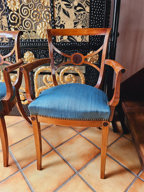 Ernest Boiceau (1881 - 1950) Paire De Fauteuils En Sycomore Et Bois Exotique