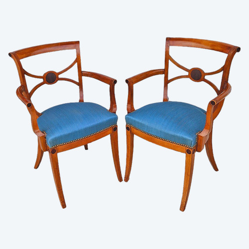 Ernest Boiceau (1881 - 1950) Paire De Fauteuils En Sycomore Et Bois Exotique