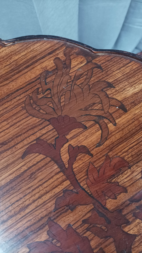 Guéridon Art Nouveau en marqueterie