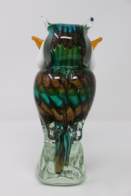 Eulenskulptur aus Muranoglas