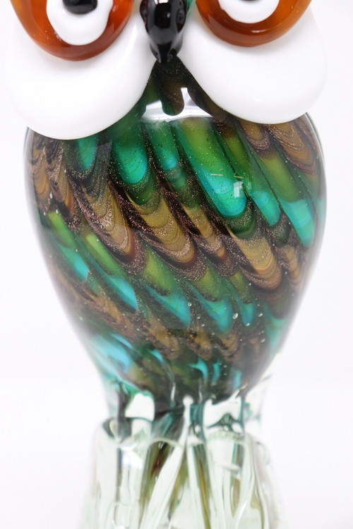 Eulenskulptur aus Muranoglas