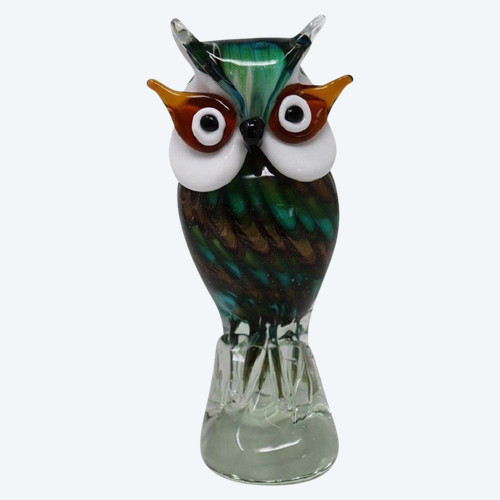 Eulenskulptur aus Muranoglas
