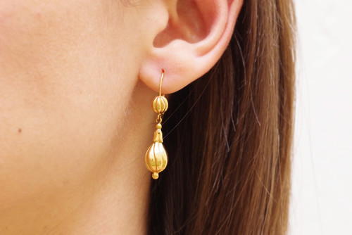 Orecchini “spinner” in oro 18k, vecchi orecchini, pendenti per orecchie lunghe