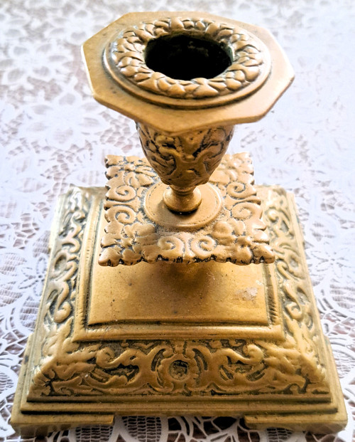 Portacandele a mano in bronzo della fine del XIX secolo