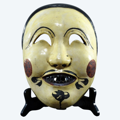 Japon, Années 1930/1950, Masque De Danse Bugaku En Bois Laqué Figurant Le Personnage Shintoriso.