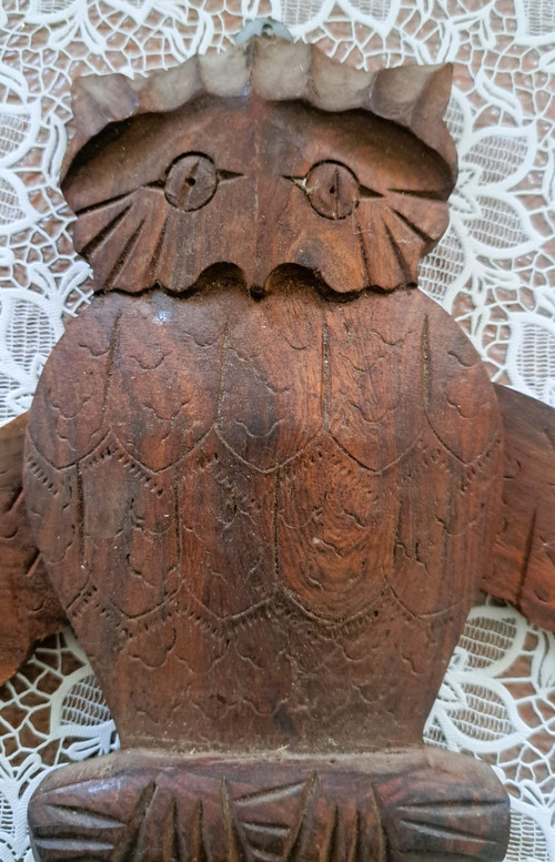 Appendiabiti scultura Gufo lavoro artigianale articolato degli anni '60