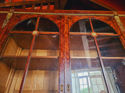 Bibliothèque 4 Portes Loupe De Thuya Bronze Doré St Directoire
