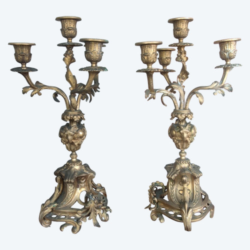Pair of candelabra Louis XV candlesticks 18th century