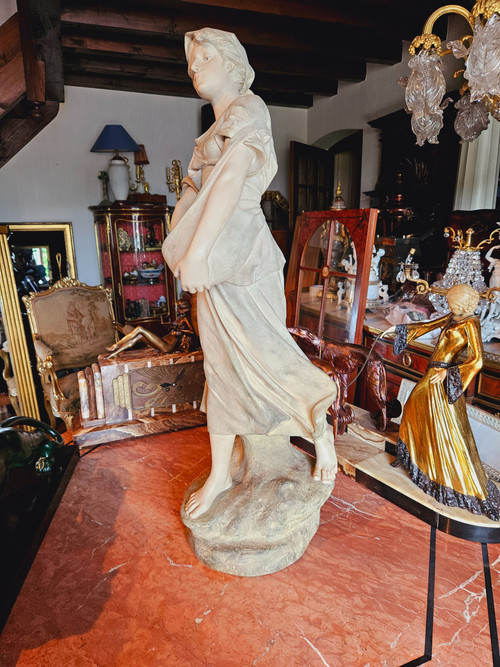 Edouard Drouot (1859-1945) Grande Terre Cuite Art Nouveau 93 Cm