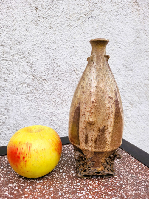 C Greber, Vase En Grès Flammé, Art  Nouveau, XXème Siècle