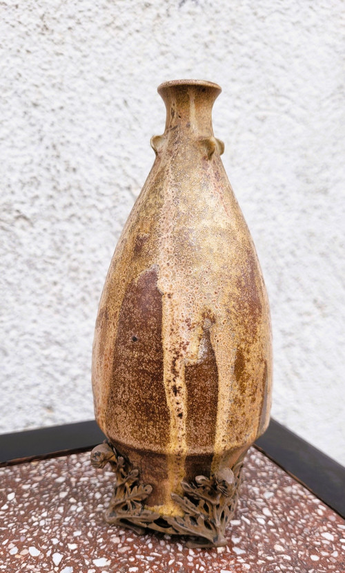 C Greber, Vase En Grès Flammé, Art  Nouveau, XXème Siècle