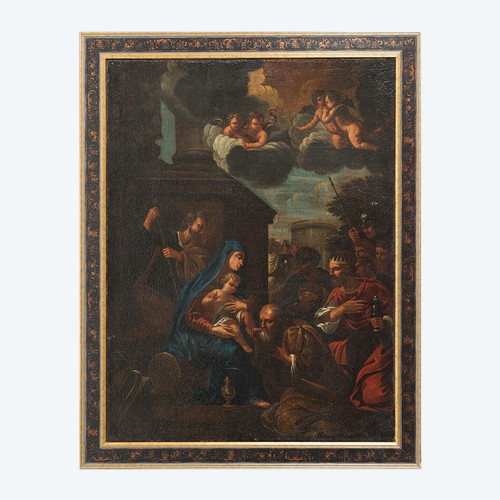 Tableau ancienne Huile Sur Toile Naples 18ème Siècle.