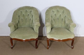  Paire de Fauteuils dits Crapaud, époque Napoléon III – Milieu XIXe 