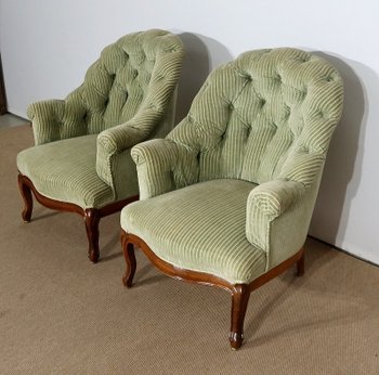  Paire de Fauteuils dits Crapaud, époque Napoléon III – Milieu XIXe 