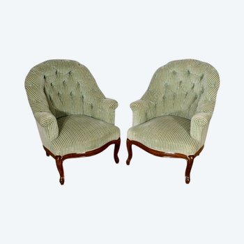  Paire de Fauteuils dits Crapaud, époque Napoléon III – Milieu XIXe 