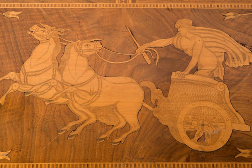 Table ancienne En Bois Polychrome d'époque Sorrento XIXème Siècle.