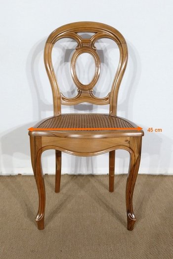  Set of 5 solid walnut chairs in the Louis XV style, Napoleon III period - Mid-19th century