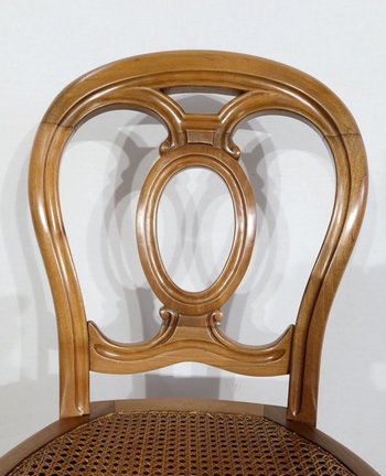  Set of 5 solid walnut chairs in the Louis XV style, Napoleon III period - Mid-19th century