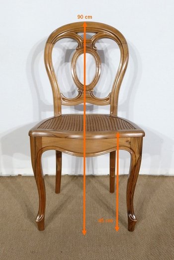  Set of 5 solid walnut chairs in the Louis XV style, Napoleon III period - Mid-19th century