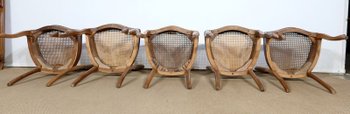  Set of 5 solid walnut chairs in the Louis XV style, Napoleon III period - Mid-19th century