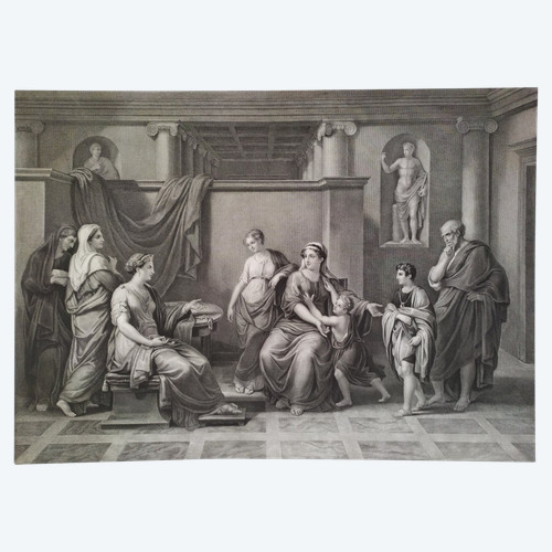 Etching Mythological Cornelie Engraving 19th C Old Print