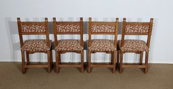  Suite di quattro sedie in rovere in stile monastico - Inizio XX secolo