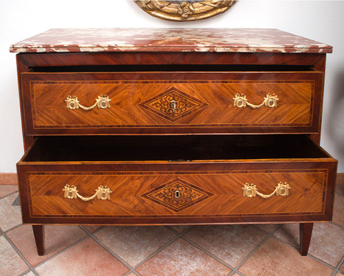 Commode ancienne Napolitaine Louis XVI Epoque XVIIIème Siècle.
