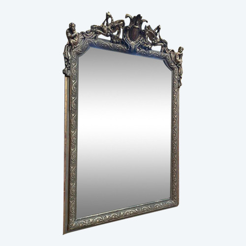 Specchio Napoleone III dipinto e dorato