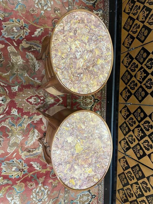 Paire de tables de chevets de style Louis XV - Transition en noyer 