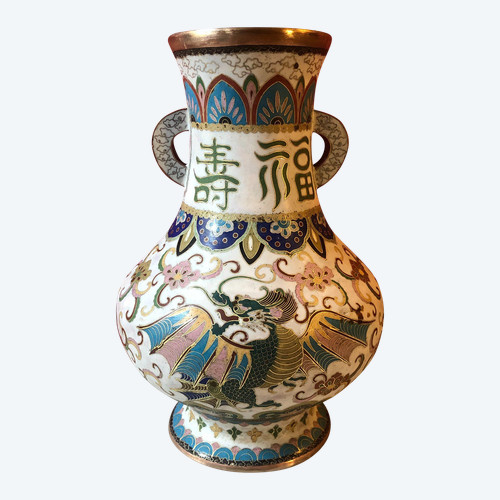 Cloisonné dragon vase