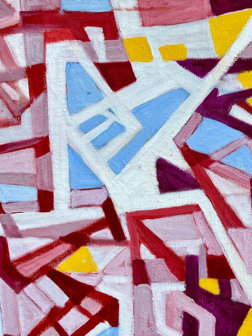 Andrée Simon (1896-1981), Composition Abstraite, Huile Sur Toile De 1978.