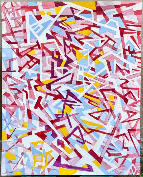 Andrée Simon (1896-1981), Composition Abstraite, Huile Sur Toile De 1978.