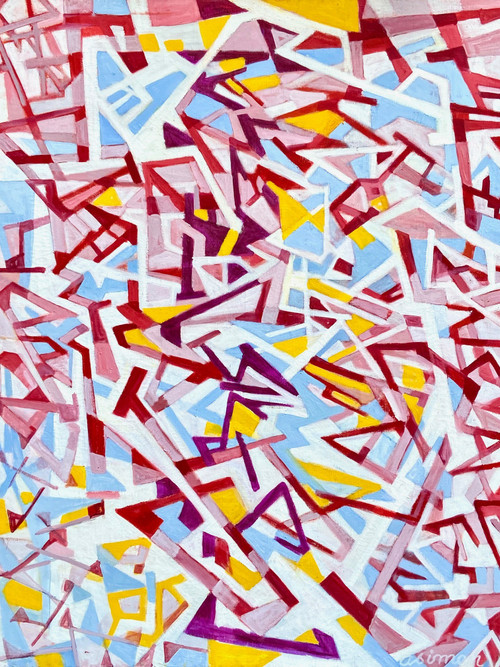 Andrée Simon (1896-1981), Composition Abstraite, Huile Sur Toile De 1978.