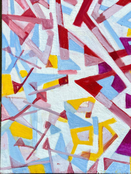 Andrée Simon (1896-1981), Composition Abstraite, Huile Sur Toile De 1978.