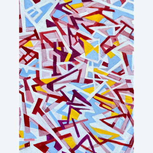 Andrée Simon (1896-1981), Composition Abstraite, Huile Sur Toile De 1978.