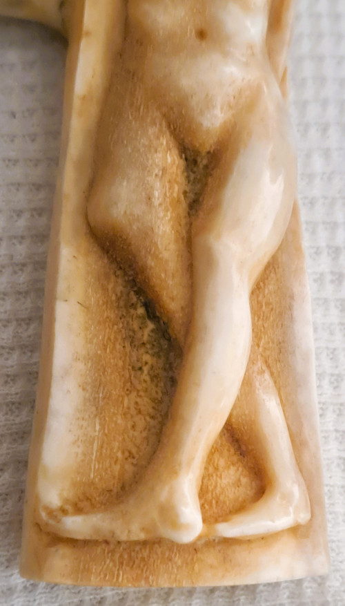 Pommeau de canne sculpté en os de bovin érotique