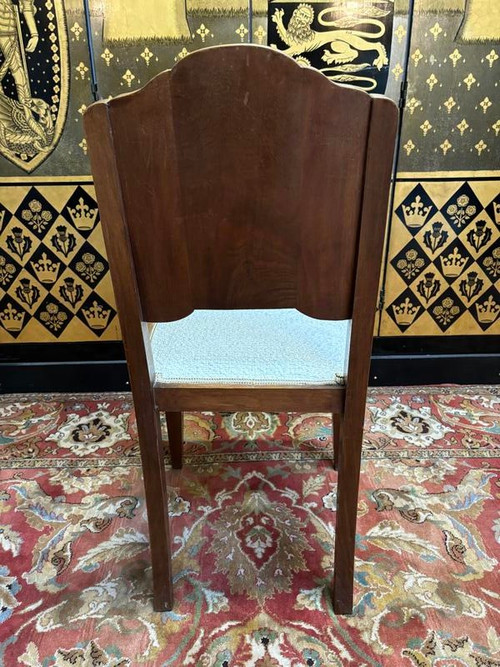 Set of 6 art deco walnut chairs