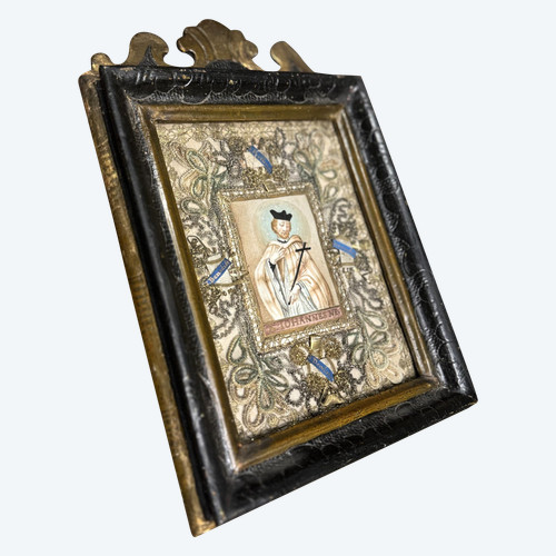 Frame with Four Relics and Representation of Saint John of Nepomuk - 18th Century