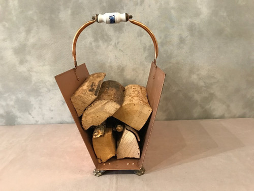 Red copper log basket circa 1980