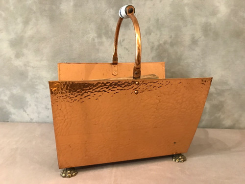Red copper log basket circa 1980