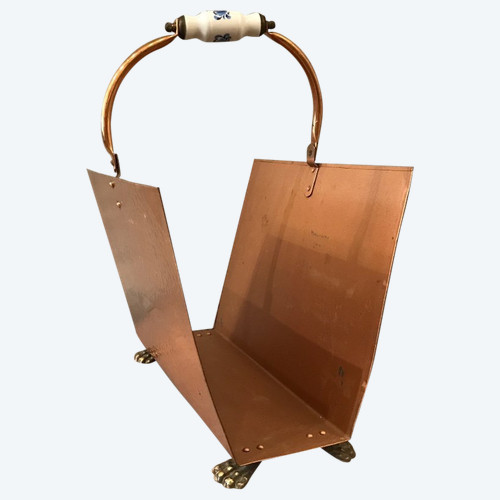 Red copper log basket circa 1980