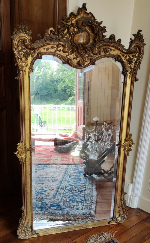 grand  Miroir  doré  Style Louis XV  19 ème siècle
