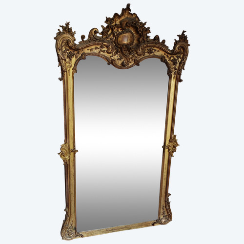 grand  Miroir  doré  Style Louis XV  19 ème siècle