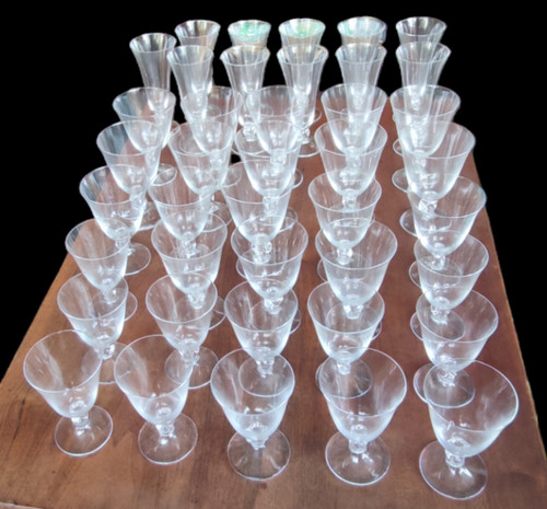 Set of 40 Daum France Crystal Glasses Orval Model