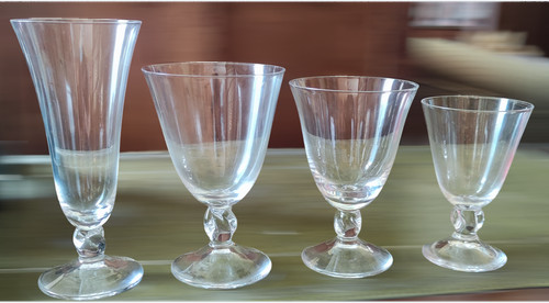 Set of 40 Daum France Crystal Glasses Orval Model