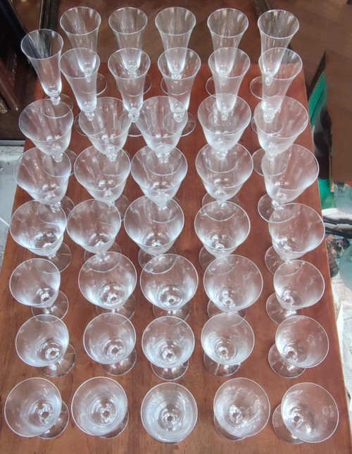 Set of 40 Daum France Crystal Glasses Orval Model