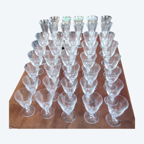 Set of 40 Daum France Crystal Glasses Orval Model