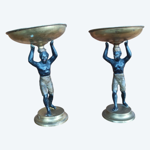 Pair of Ancient Nubian Servant Characters Needle Holders