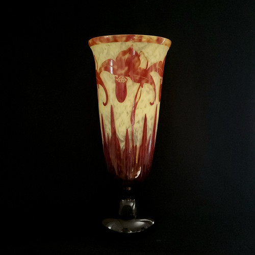 SCHNEIDER   glass vase model "orchidées " signed 3Le VerreFrançais" circa 1924-1927